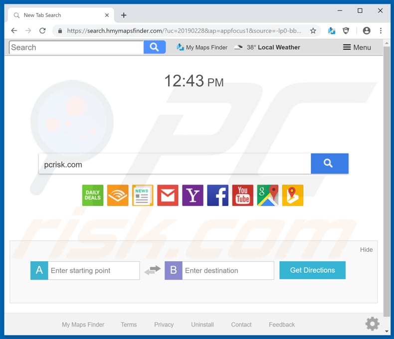 search.hmymapsfinder.com browser hijacker