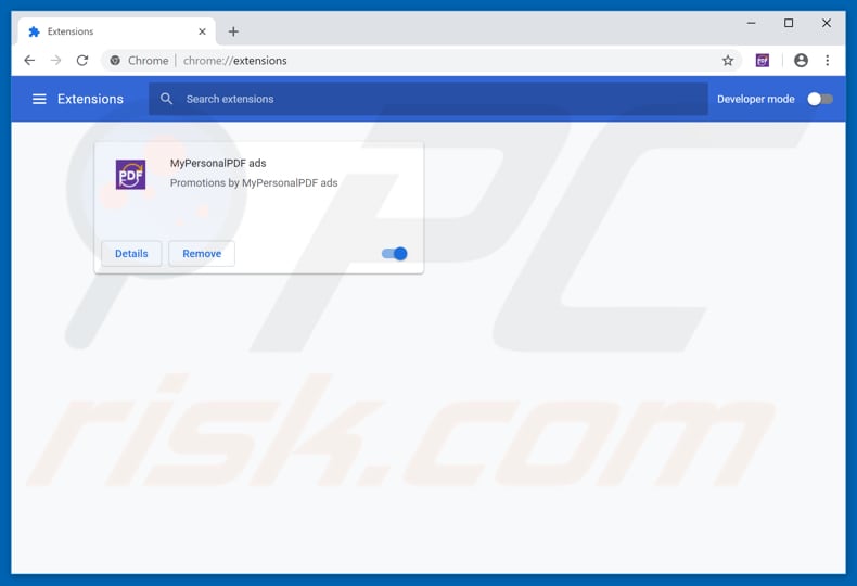 Removing MyPersonalPDF ads from Google Chrome step 2