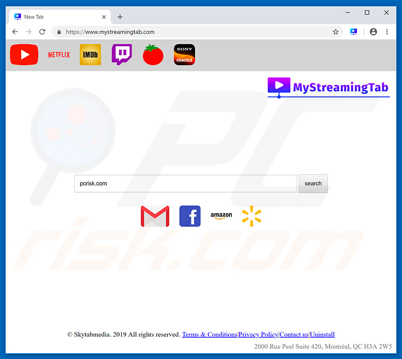 mystreamingtab.com browser hijacker