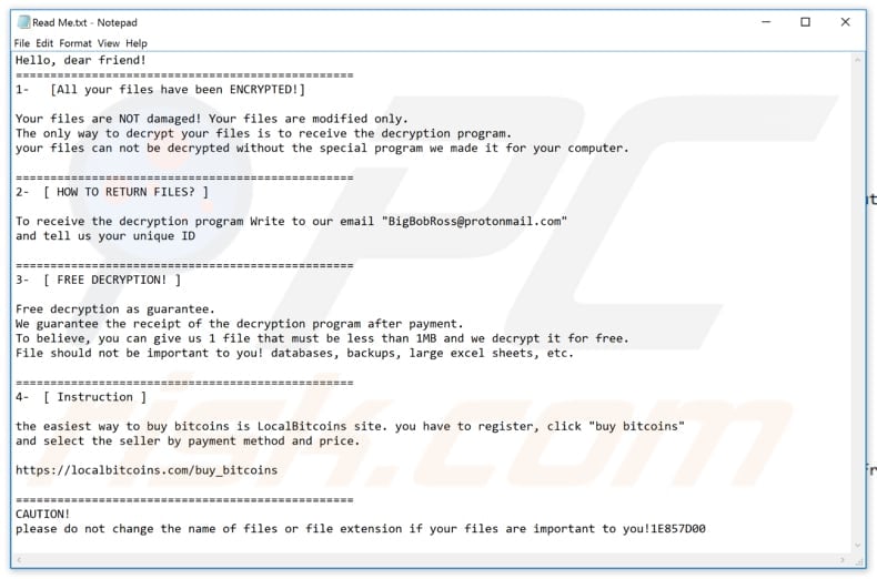 Obfuscated decrypt instructions