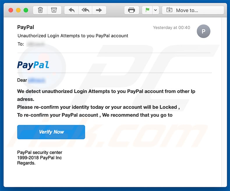 PayPal Email Virus phishing