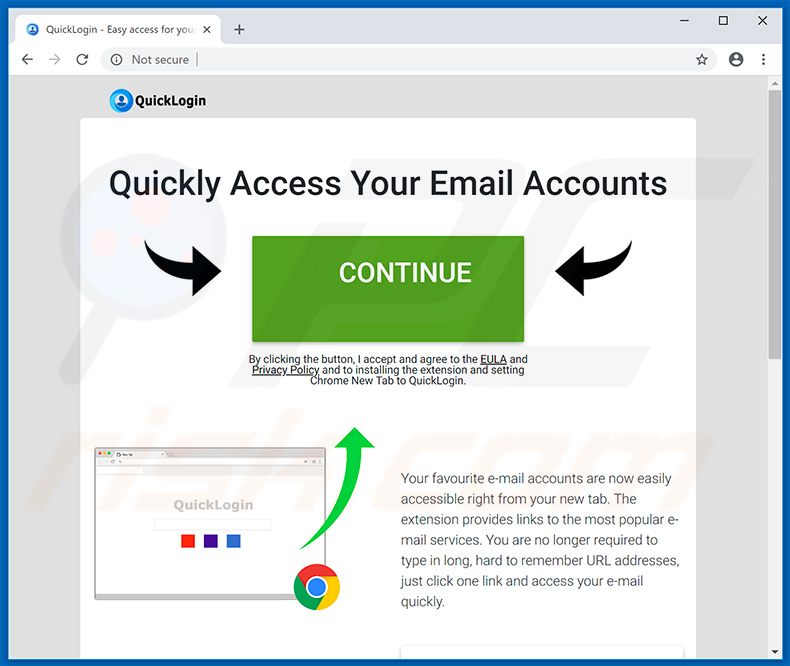 Website used to promote QuickLogin browser hijacker