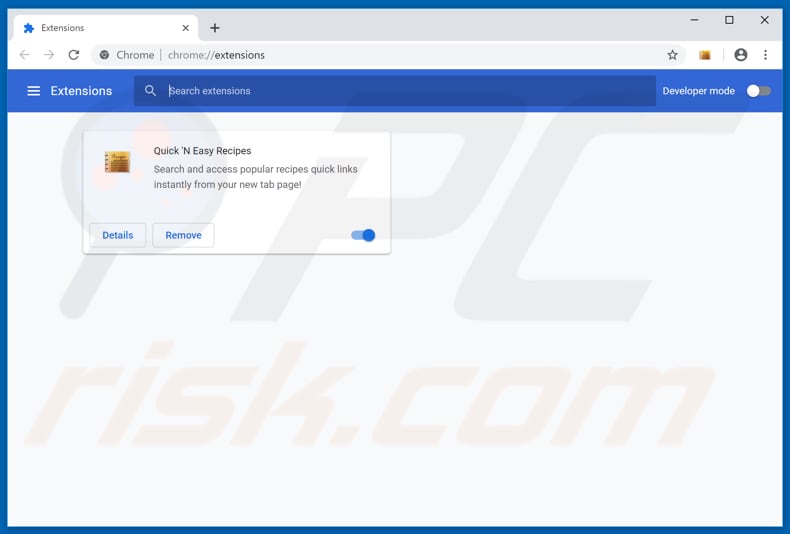 Removing search.hquickneasyrecipes.co related Google Chrome extensions