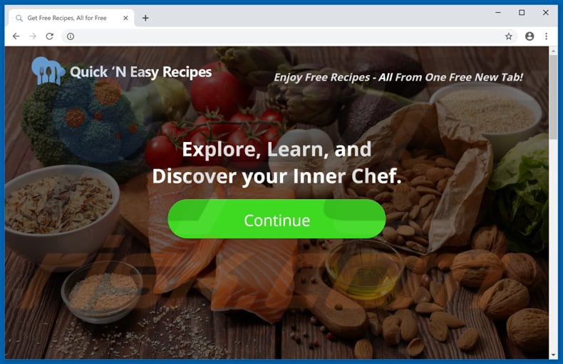 Website used to promote Quick N Easy Recipes browser hijacker