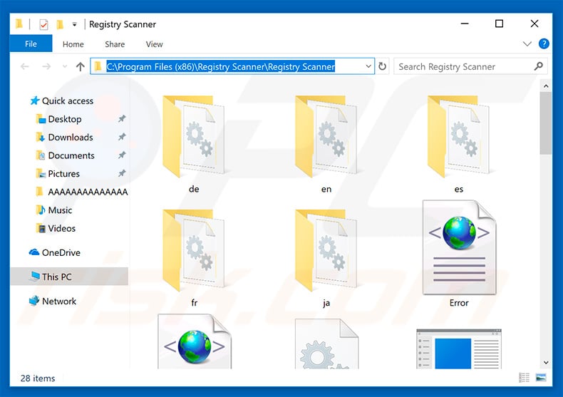 Files of Registry Scanner application