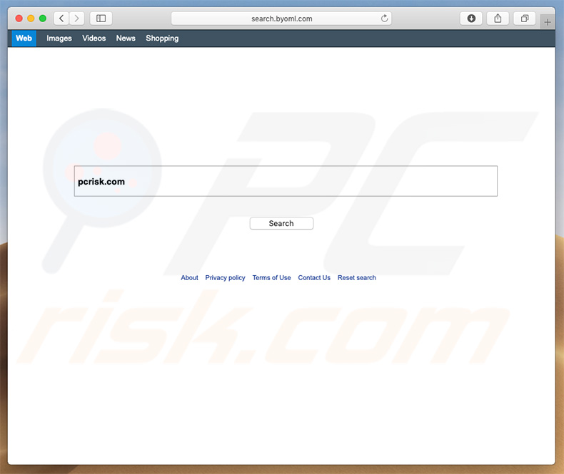search.byoml.com browser hijacker on a Mac computer