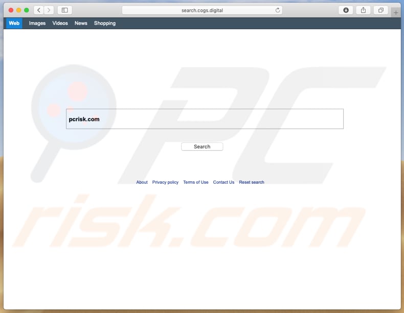 search.cogs.digital browser hijacker on a Mac computer