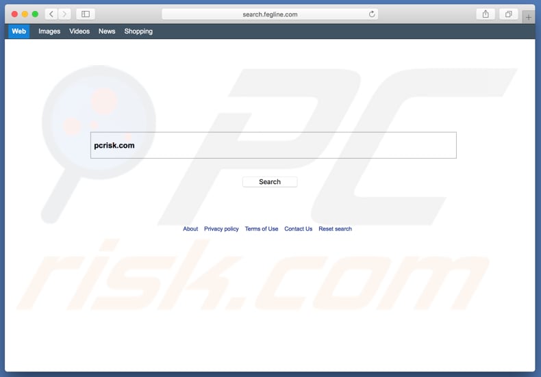 Search.fegline.com browser hijacker on a Mac computer