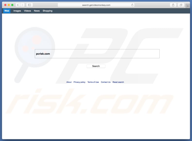 search.getvideomonkey.com browser hijacker on a Mac computer
