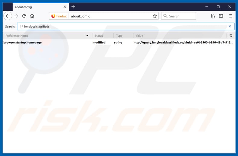 Removing search.hmylocalclassifieds.co from Mozilla Firefox default search engine