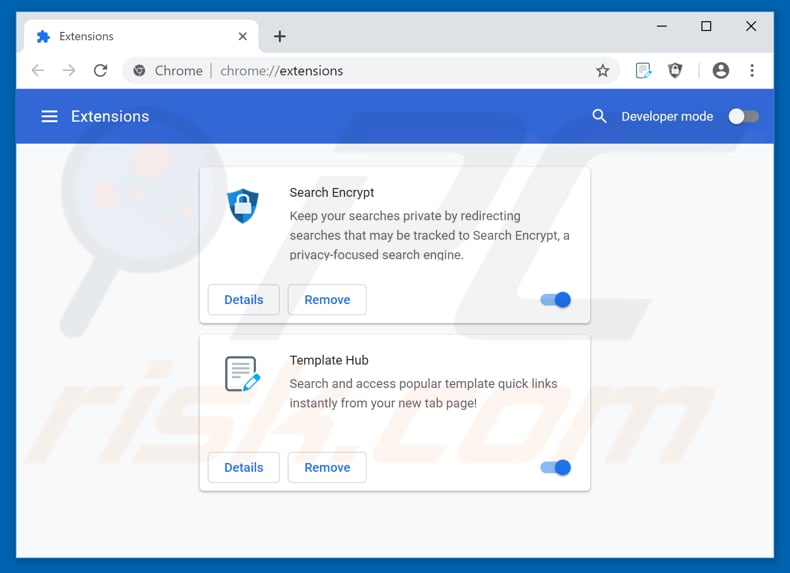 Removing search.htemplatehub.co related Google Chrome extensions