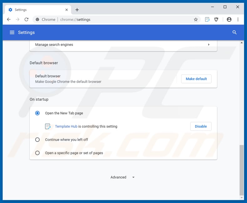 Removing search.htemplatehub.co from Google Chrome homepage