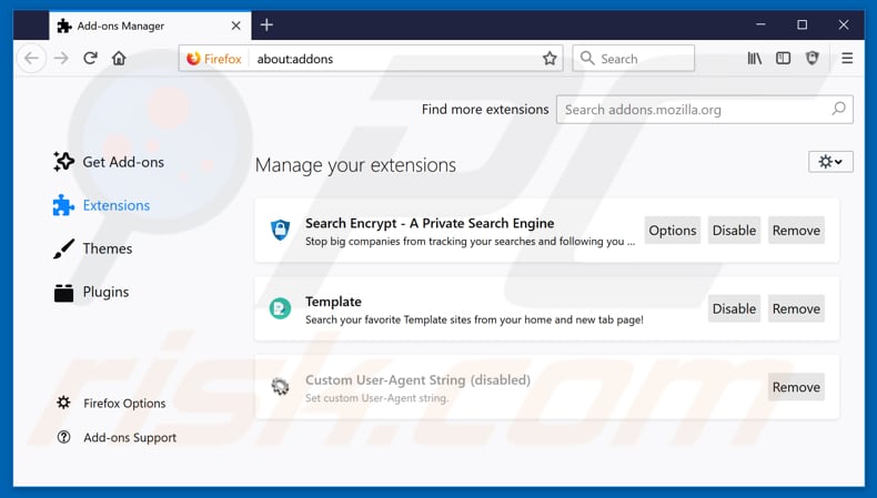 Removing search.htemplatehub.co related Mozilla Firefox extensions