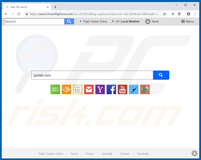 search.htrackflightsnow.net browser hijacker