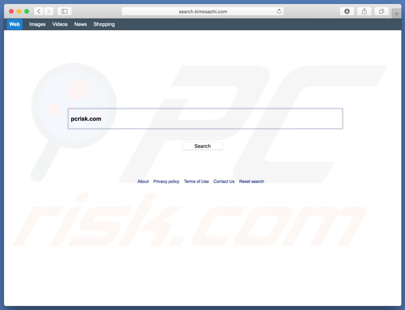 search.kimosachi.com browser hijacker on a Mac computer