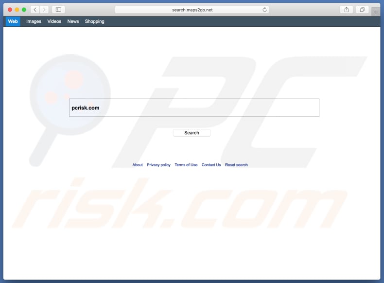 search.maps2go.net browser hijacker on a Mac computer