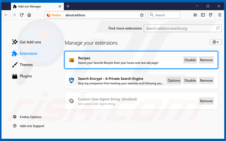 Removing search.searchnewvfr.com related Mozilla Firefox extensions
