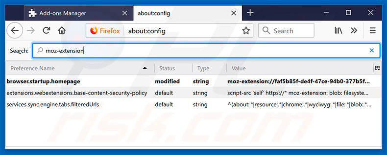 Removing search.searchnewvfr.com from Mozilla Firefox default search engine
