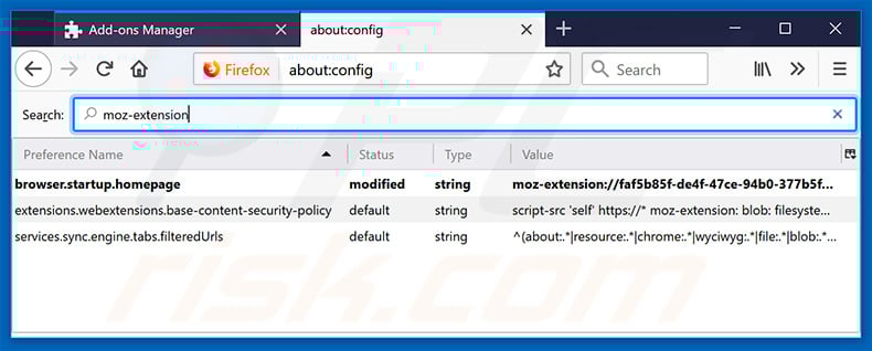 Removing search.searchnewvfr.com from Mozilla Firefox default search engine