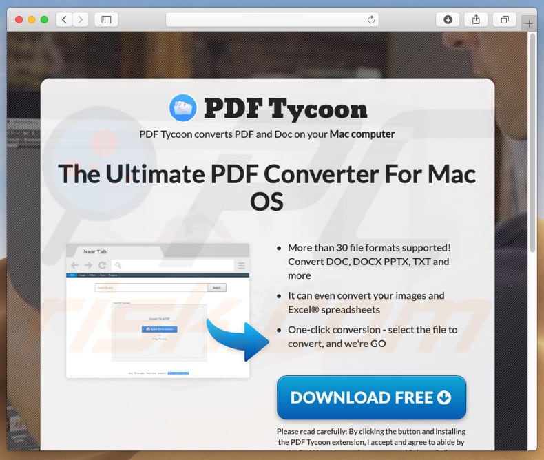 Dubious website used to promote search.pdftycoon.com