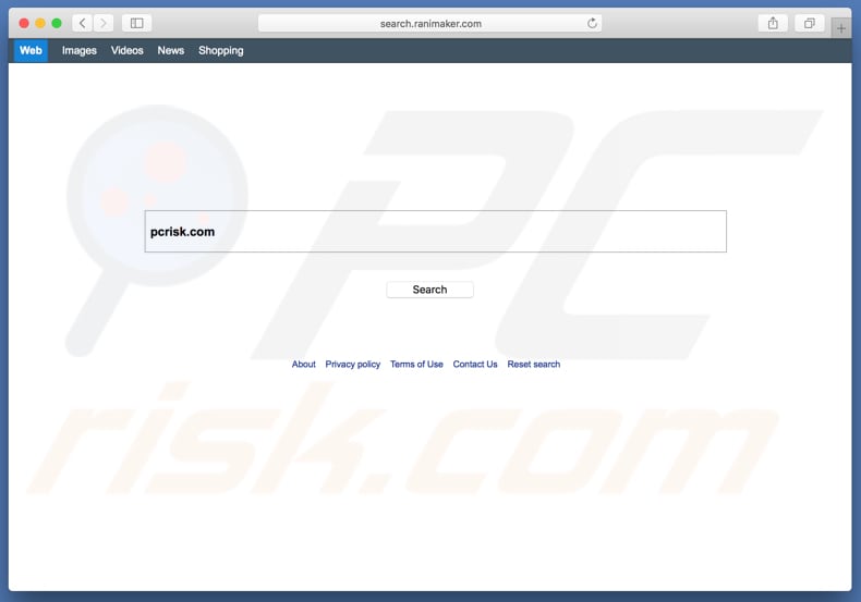 search.ranimaker.com browser hijacker on a Mac computer