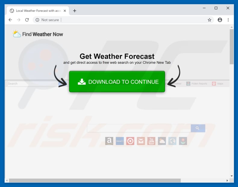 Website used to promote Find Weather Now browser hijacker