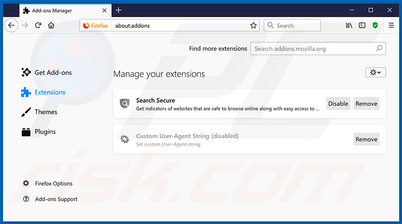 Removing searchsecureprime.co related Mozilla Firefox extensions