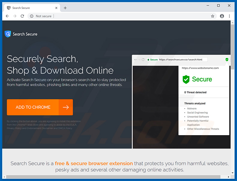 Website used to promote Search Secure browser hijacker