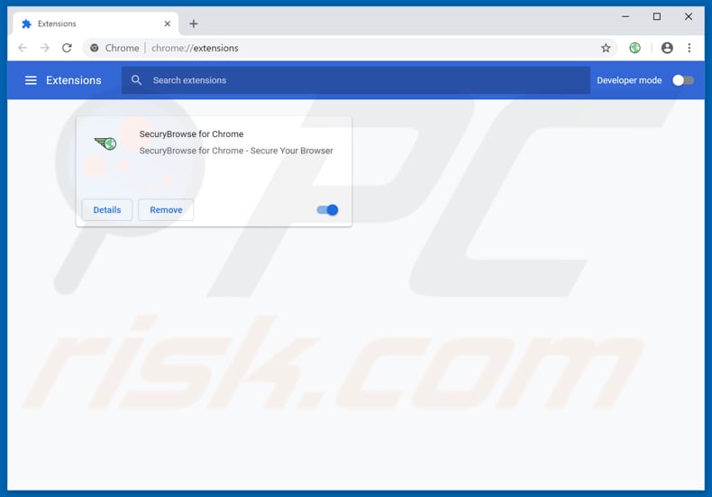 Removing search.securybrowse.com related Google Chrome extensions