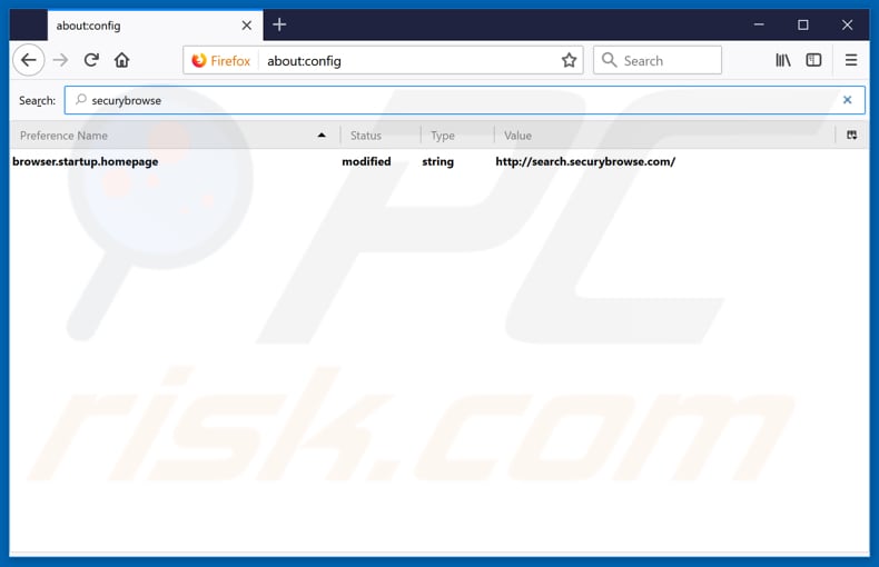 Removing search.securybrowse.com from Mozilla Firefox default search engine