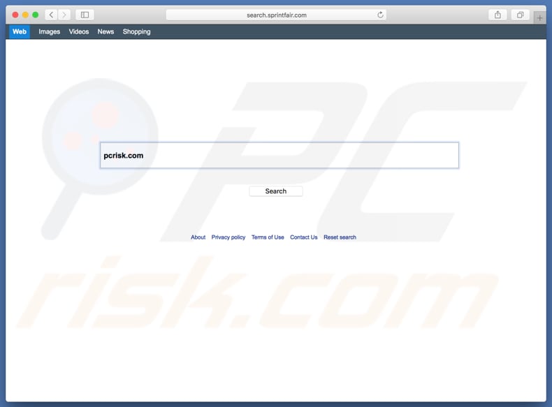 search.sprintfair.com  browser hijacker on a Mac computer