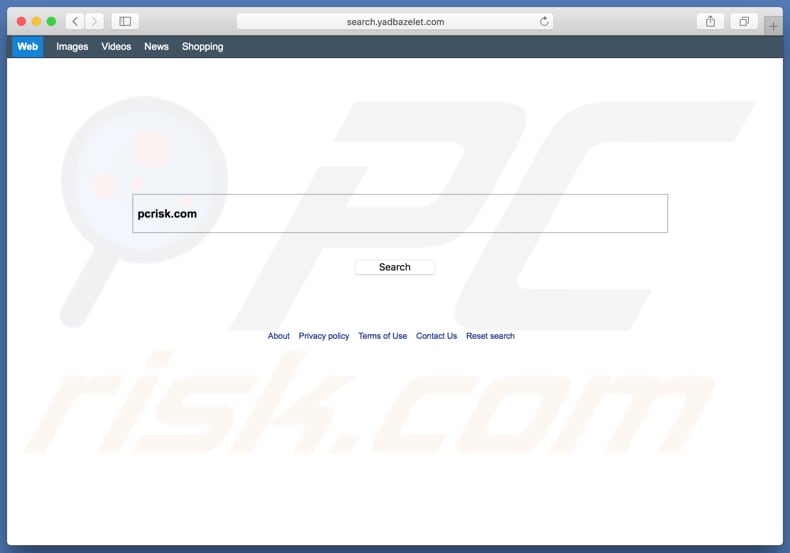 search.yadbazelet.com browser hijacker on a Mac computer