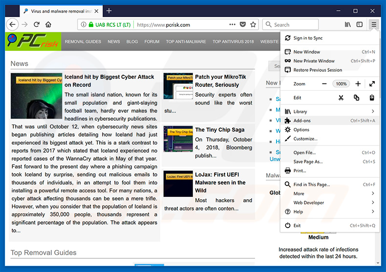 Removing sensortoluy.club ads from Mozilla Firefox step 1