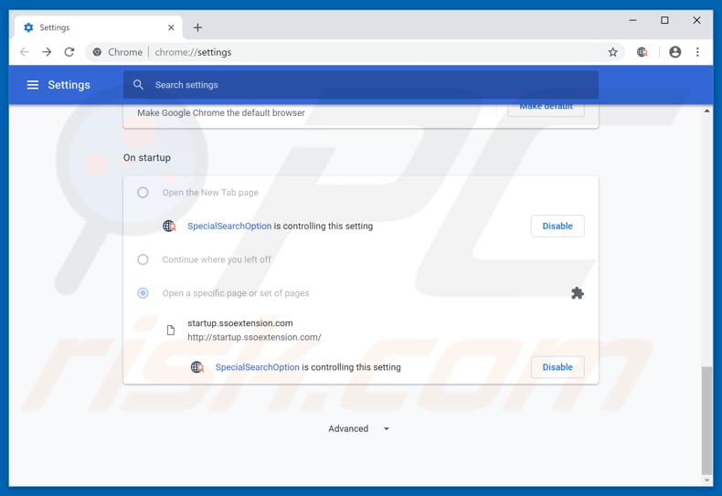 Removing search.ssoextension.com from Google Chrome homepage