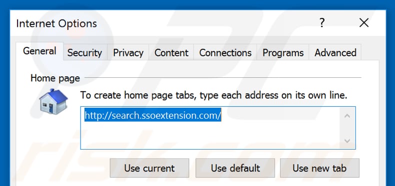 Removing search.ssoextension.com from Internet Explorer homepage