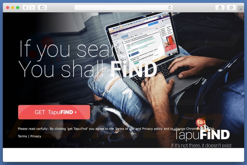 Dubious website used to promote search.tapufind.com
