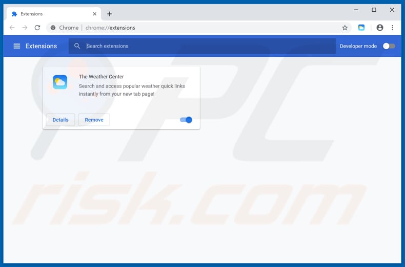 Removing search.htheweathercenter.org related Google Chrome extensions