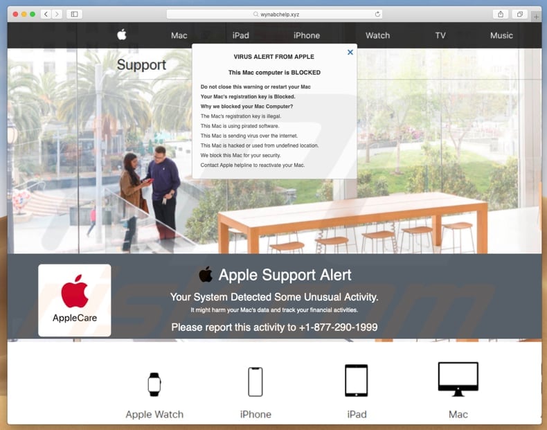 this mac is blocked scam pop-up variant 2
