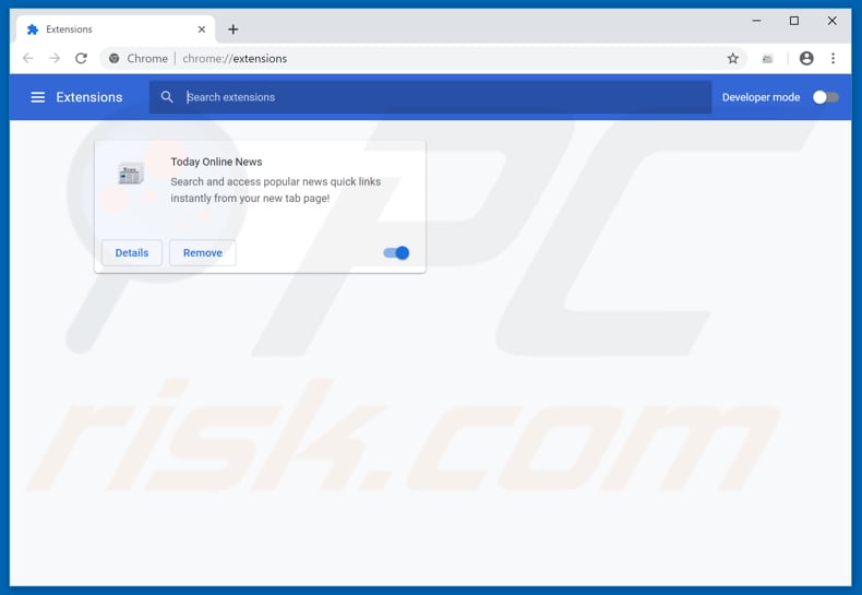 Removing search.htodayonlinenews.org related Google Chrome extensions