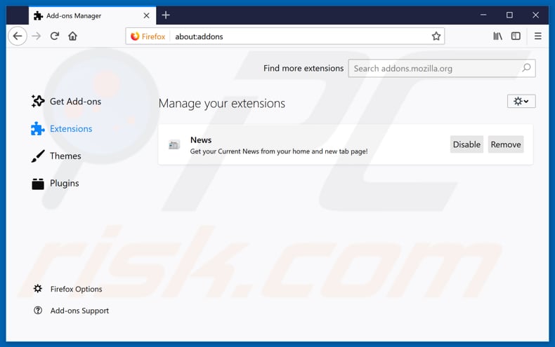 Removing search.htodayonlinenews.org related Mozilla Firefox extensions