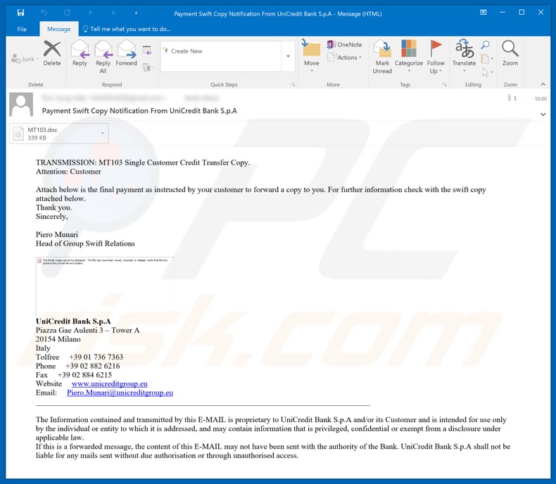 UniCredit Bank Email Virus - Removal and recovery steps (updated)