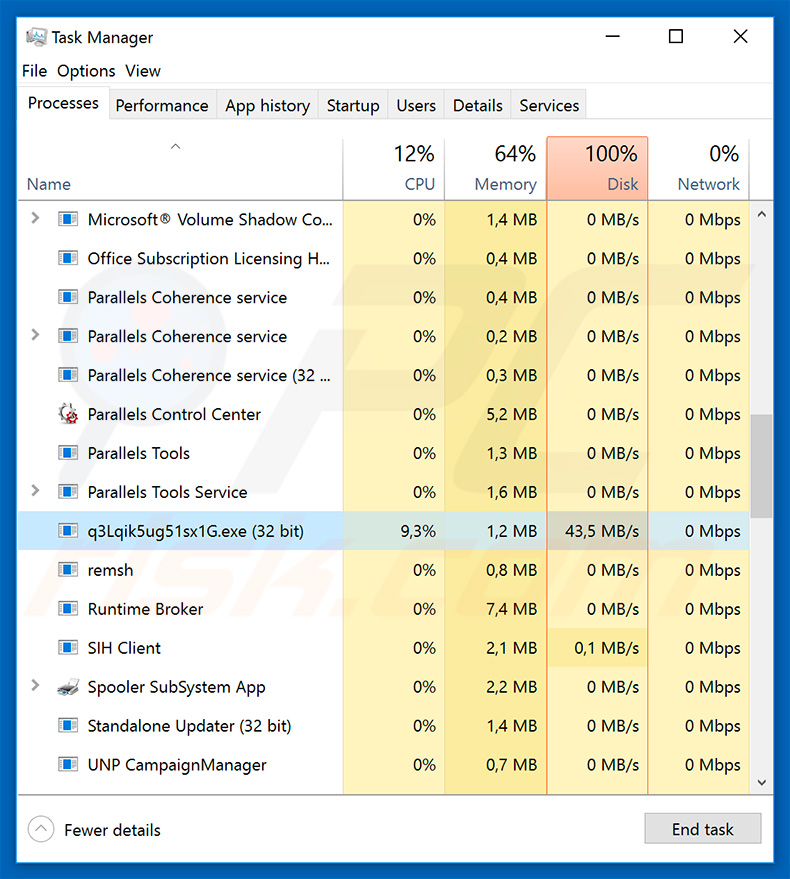 VACv2 ransomware in Windows Task Manager