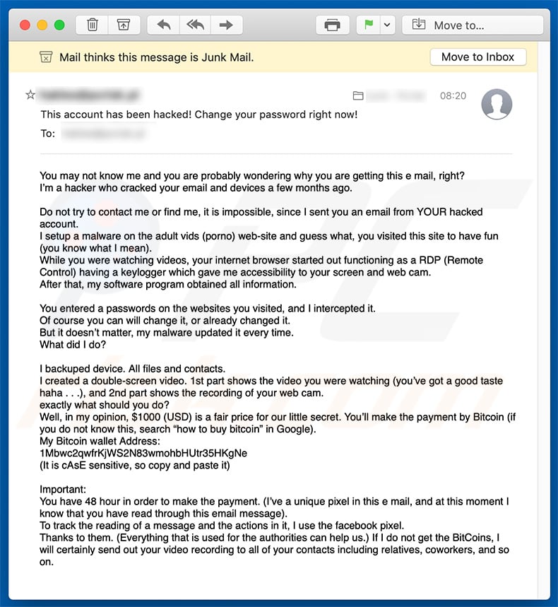 You May Not Know Me email spam campaign (sample 2)