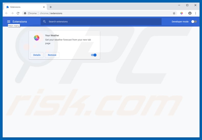 Removing yourweatherpage.com related Google Chrome extensions
