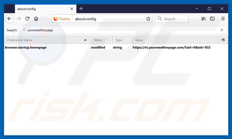 Removing yourweatherpage.com from Mozilla Firefox default search engine