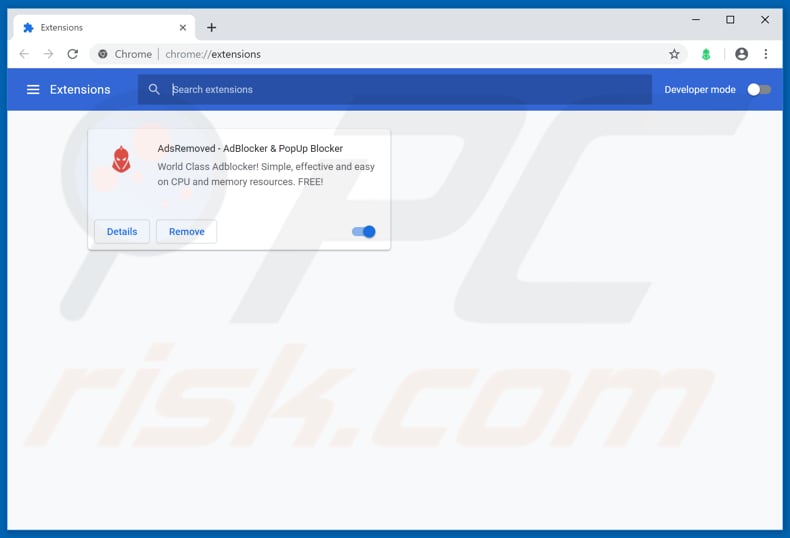 Removing AdsRemoved - AdBlocker & PopUp Blocker ads from Google Chrome step 2