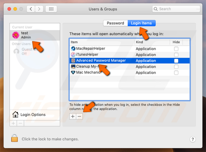 Advanced Password Manager PUA system preferences