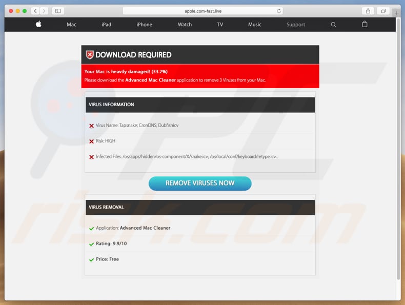 apple.com-fast[.]live fake scan results
