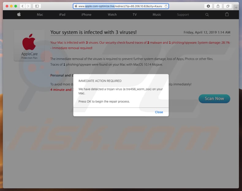 apple.com-optimize[.]live scam