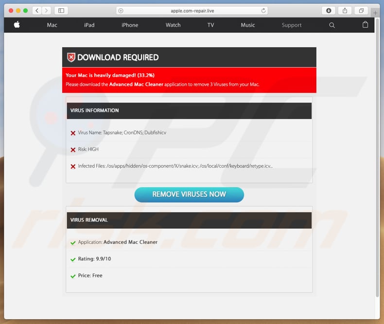 Apple.com-repair.live encouraging to download mac-tweak-pro unwanted application